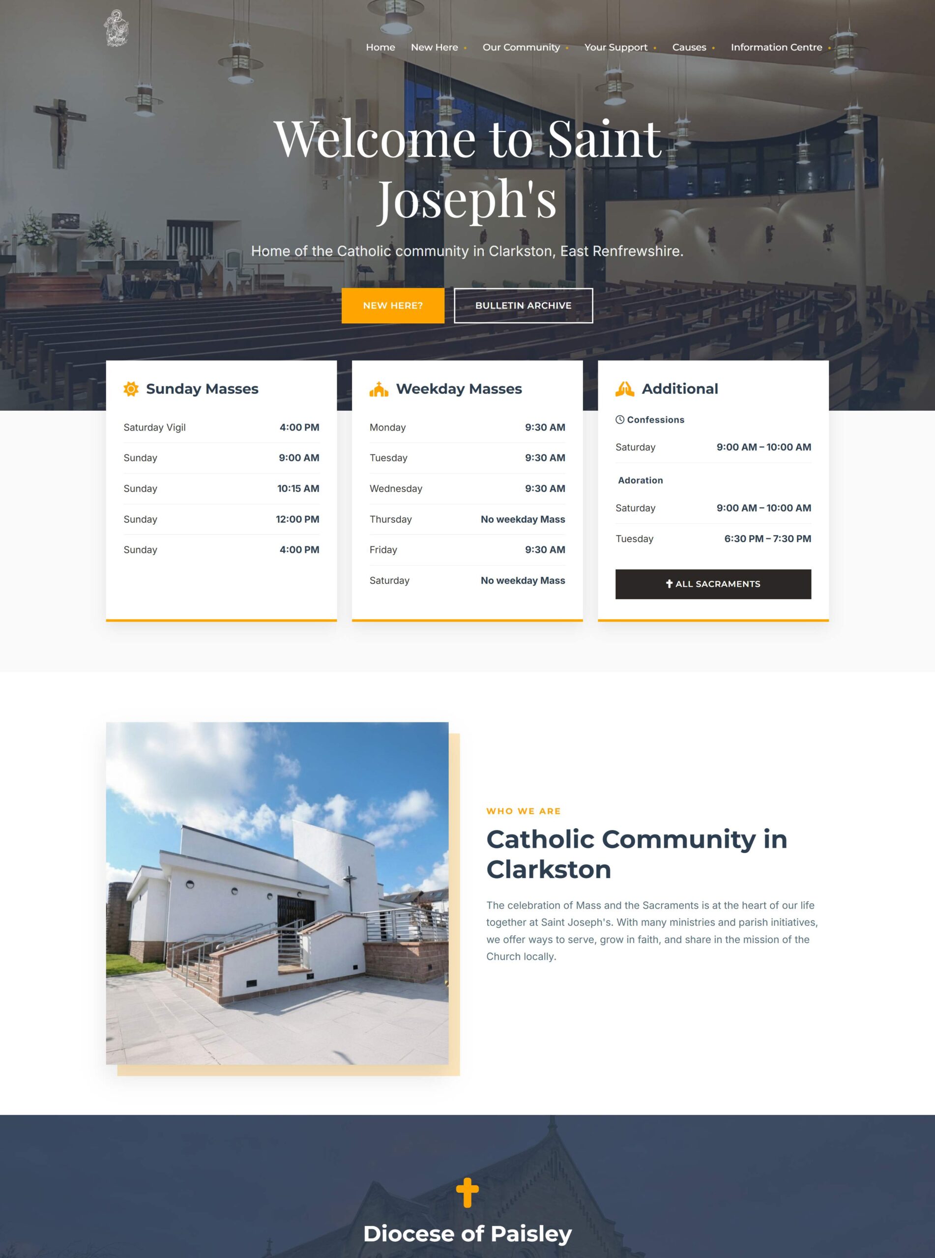 St Joseph's Parish website after the redesign by Edderton Scott